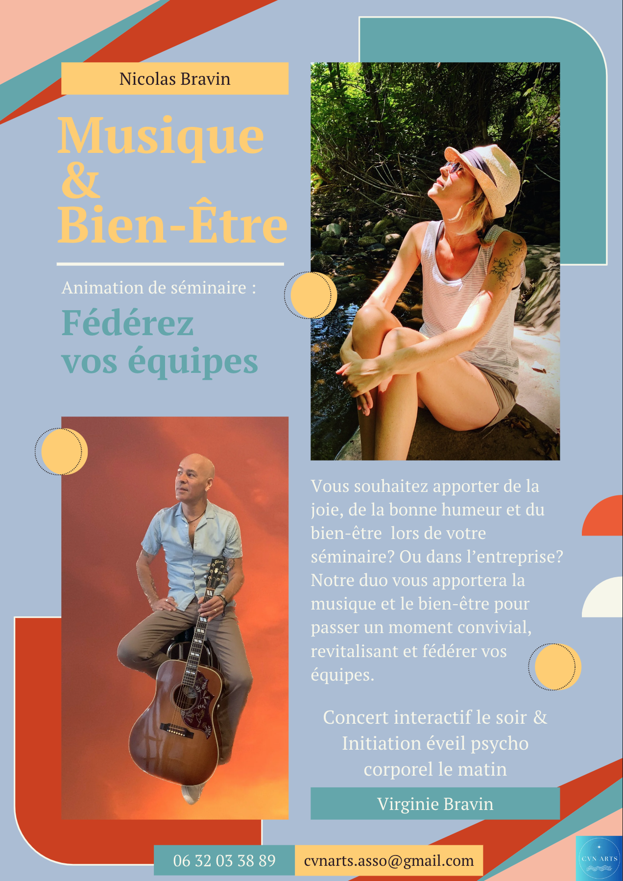 affiche présentation de l'atelier musique et bien-être, fédérez vos équipes séminaires d'entreprises