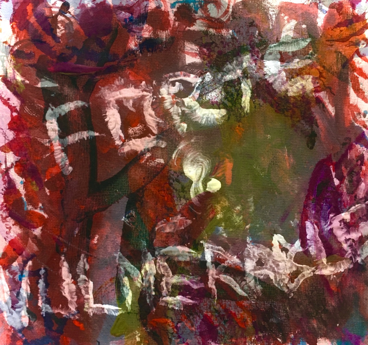 photo d'un tableau de Virginie BRAVIN pour sa pochette d'album Forte et Vulnérable
