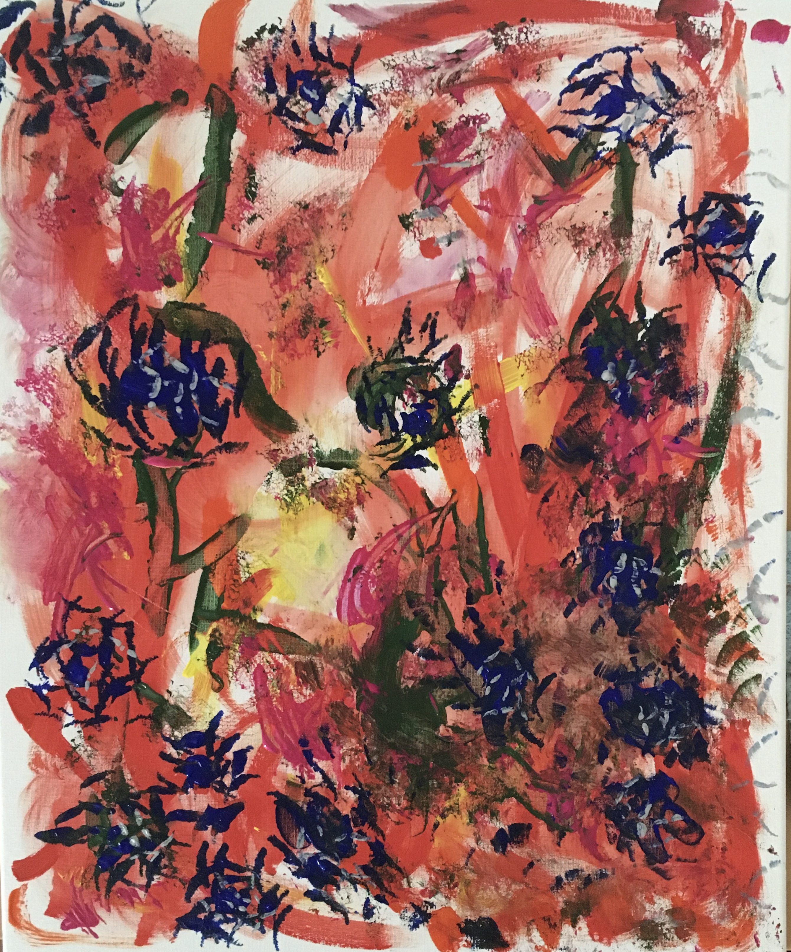 tableau, peinture de Virginie BRAVIN nommé HaÏku, peinture acrylique